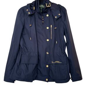 Lauren Ralph Lauren Navy Trench Coat with Gold Accents